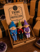 Tribe of Protection — Dani · Luke · Lil — pieza artística de un guardián, hecha a mano por Duendes del Uruguay.