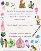 Tarjeta promocional ilustrada con tres testimonios.