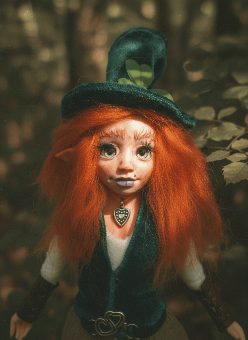 Bridget, a handmade love and heart guardian art piece by Duendes del Uruguay