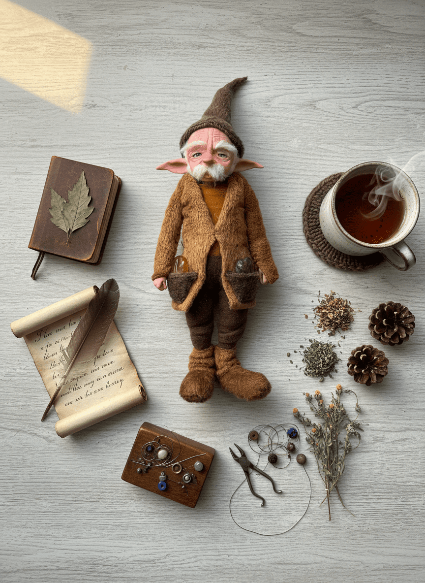 Toto — handmade wisdom guardian art piece by Duendes del Uruguay, view 5