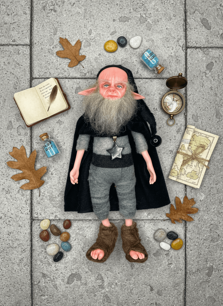Andy — handmade company and emotional support guardian art piece by Duendes del Uruguay, view 5