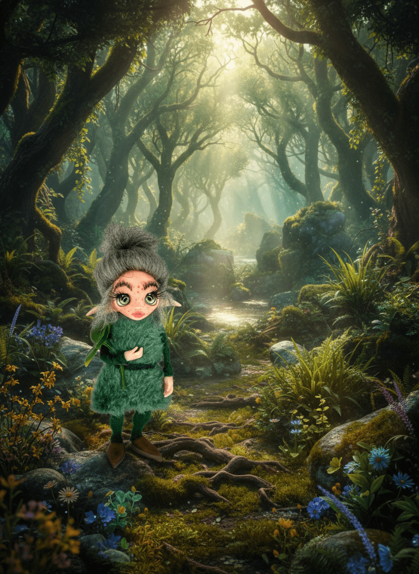 Susana - Pixie — pieza artística de un guardián de abundancia y dinero, hecha a mano por Duendes del Uruguay, vista 7.
