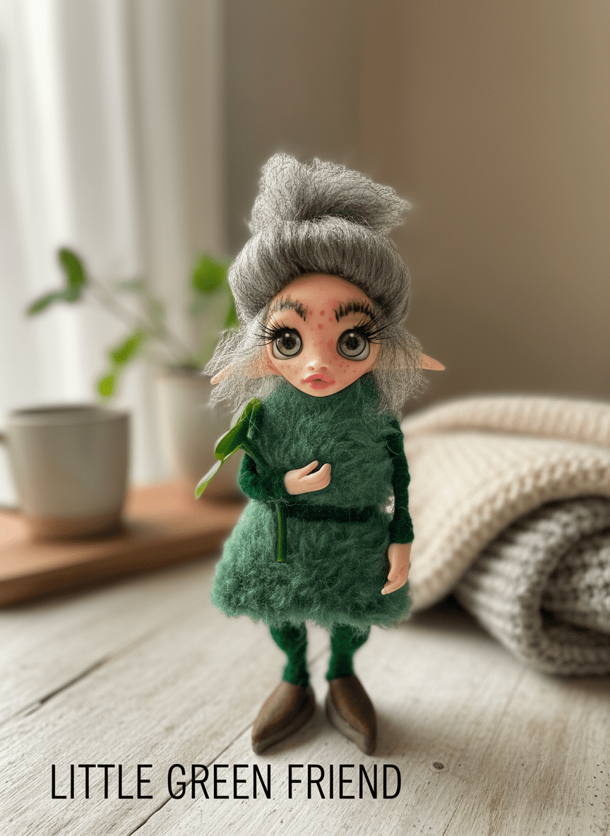 Susana - Pixie — pieza artística de un guardián de abundancia y dinero, hecha a mano por Duendes del Uruguay, vista 6.