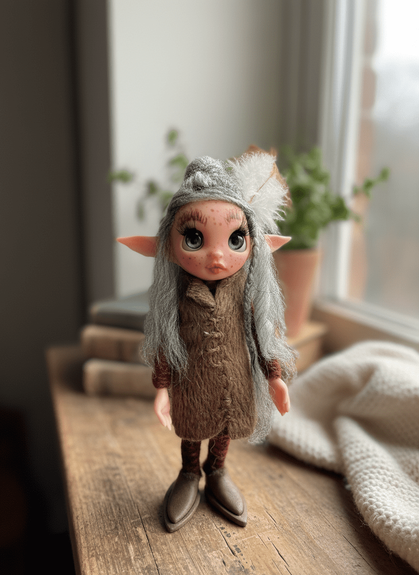 Canela - Pixie — handmade love and heart guardian art piece by Duendes del Uruguay, view 6
