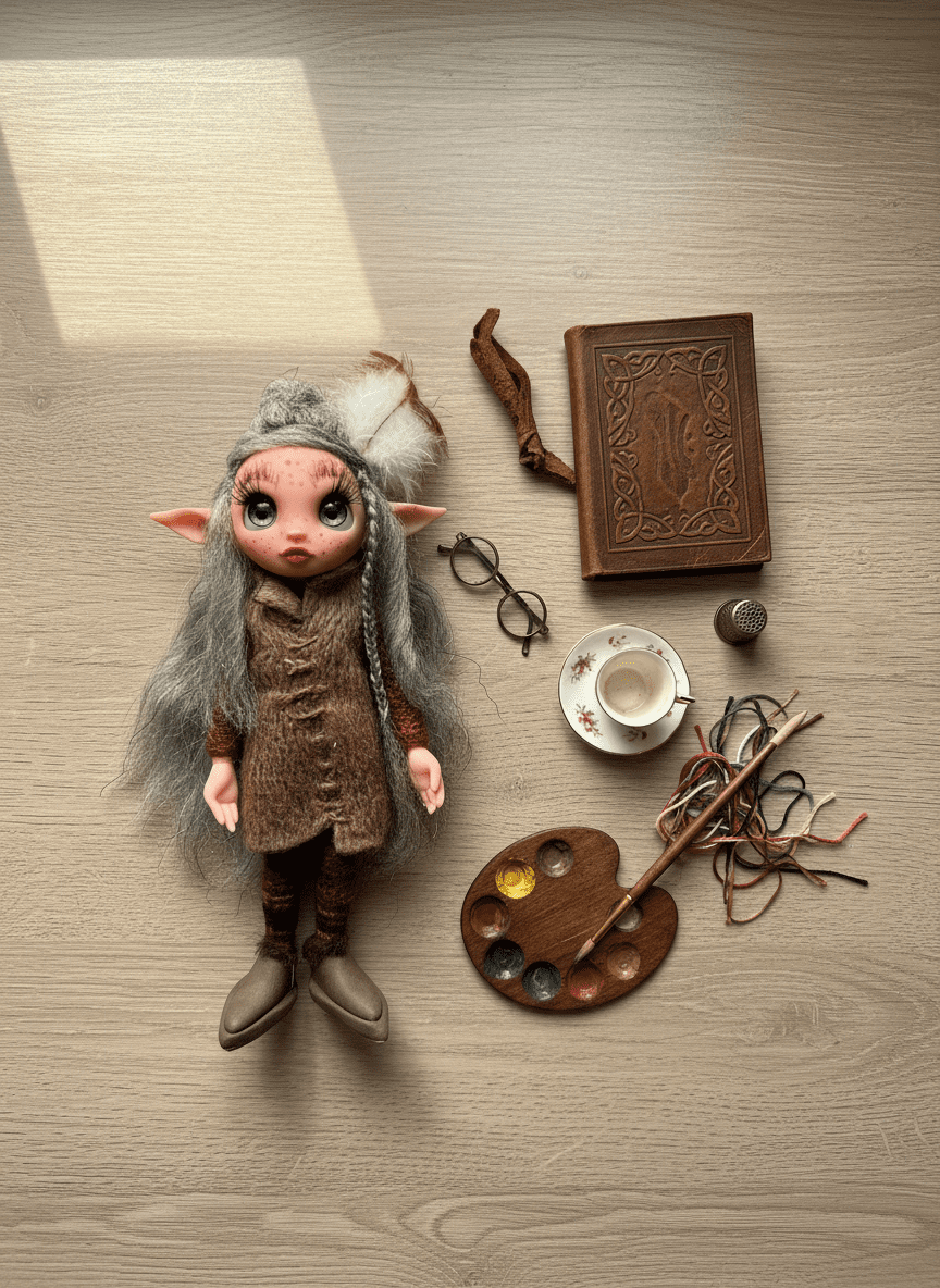 Canela - Pixie — handmade love and heart guardian art piece by Duendes del Uruguay, view 5