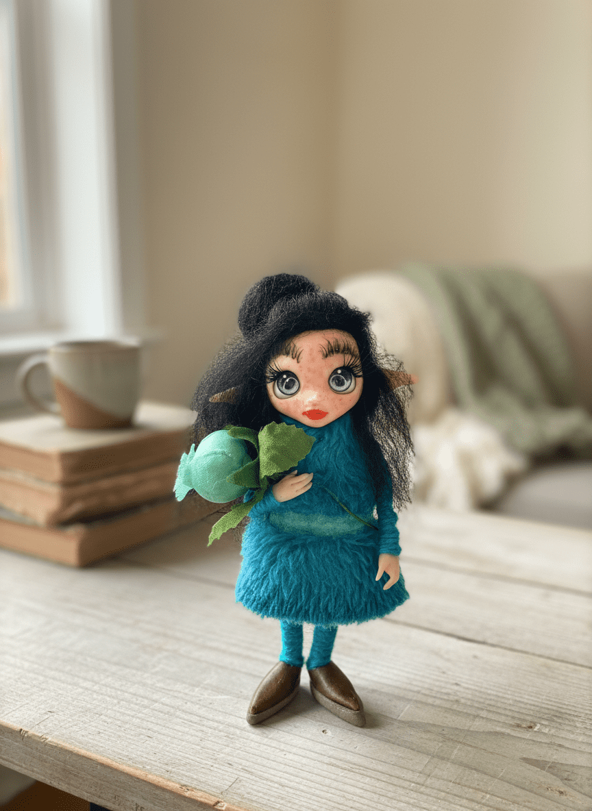Dalia - Pixie — pieza artística de un guardián de la protección, hecha a mano por Duendes del Uruguay, vista 5.