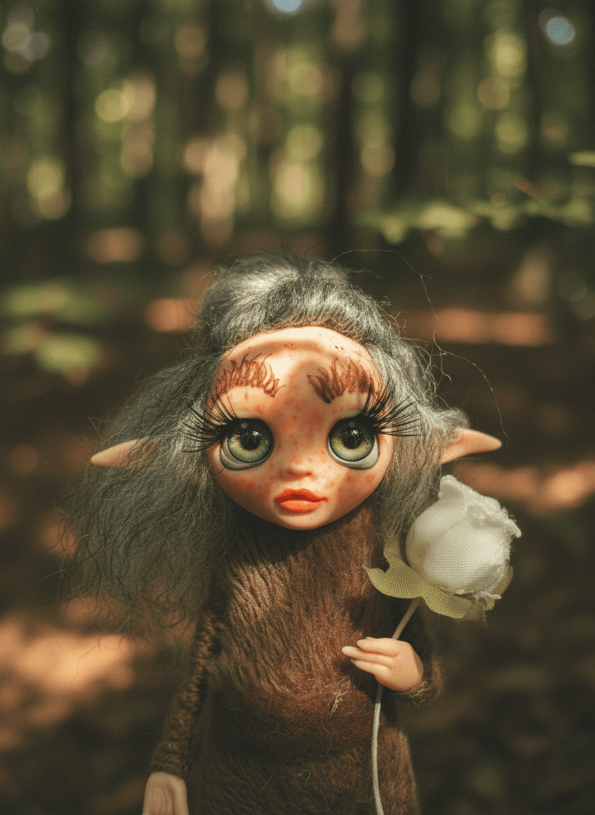 Tulipa - Pixie, a handmade company and emotional support guardian art piece by Duendes del Uruguay