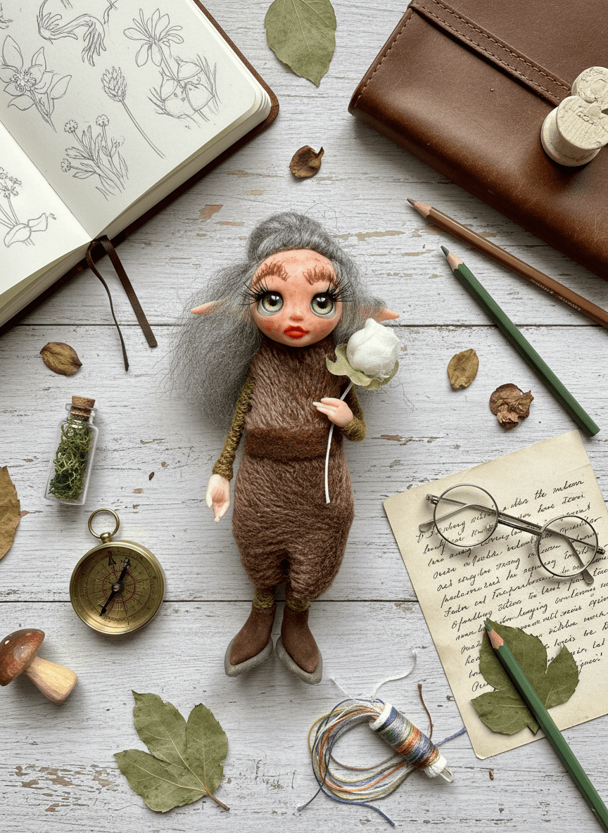Tulipa - Pixie — handmade company and emotional support guardian art piece by Duendes del Uruguay, view 7