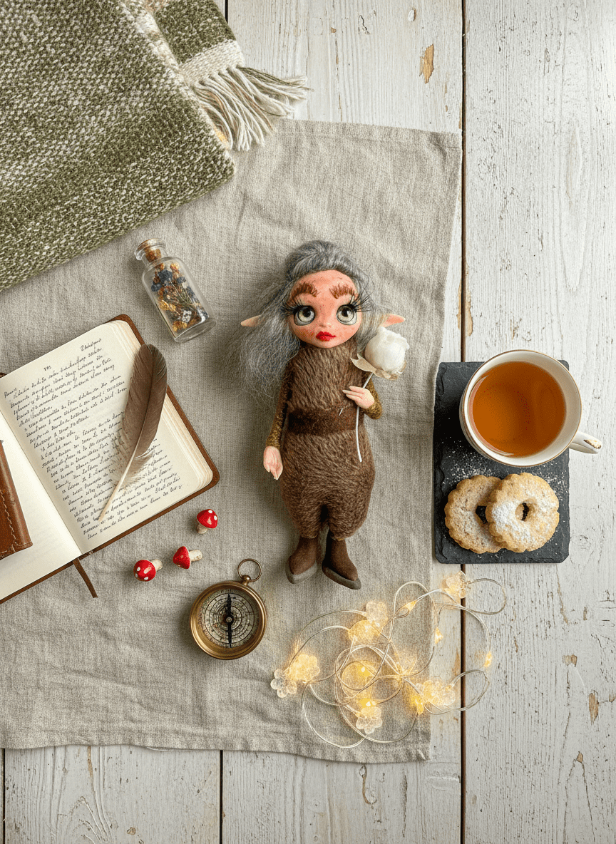 Tulipa - Pixie — handmade company and emotional support guardian art piece by Duendes del Uruguay, view 4