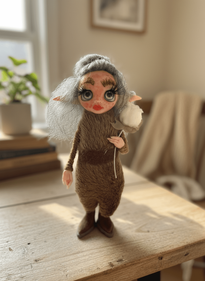 Tulipa - Pixie — handmade company and emotional support guardian art piece by Duendes del Uruguay, view 2