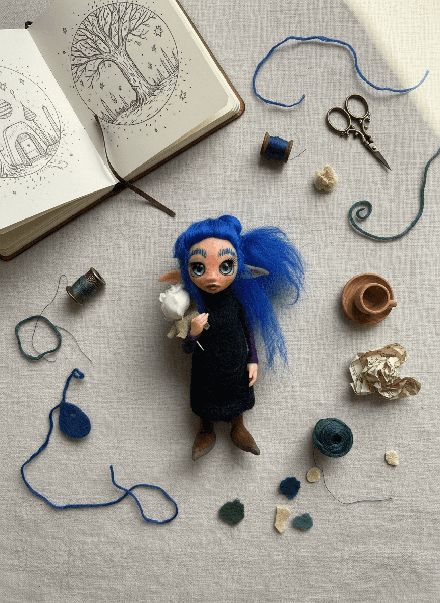 Violeta - Pixie — handmade protection guardian art piece by Duendes del Uruguay, view 4