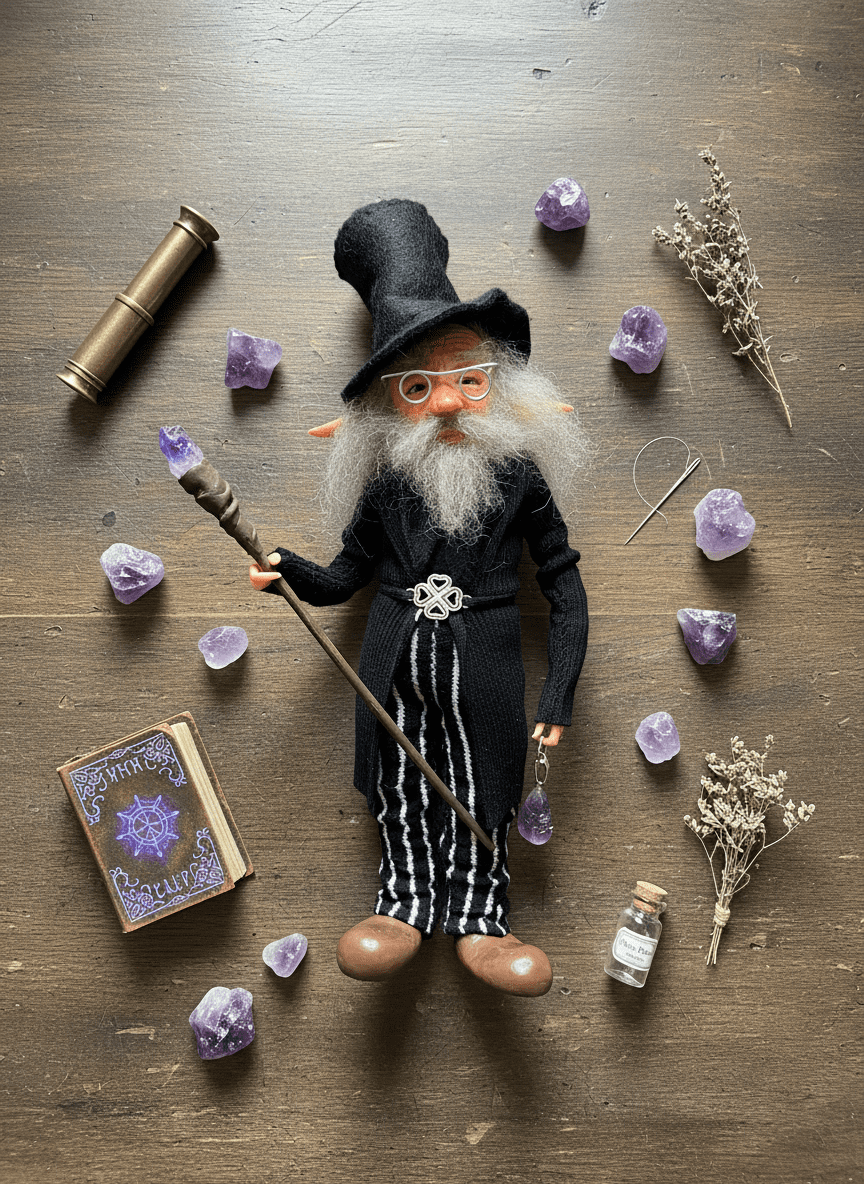 Elliot — handmade abundance and money guardian art piece by Duendes del Uruguay, view 2