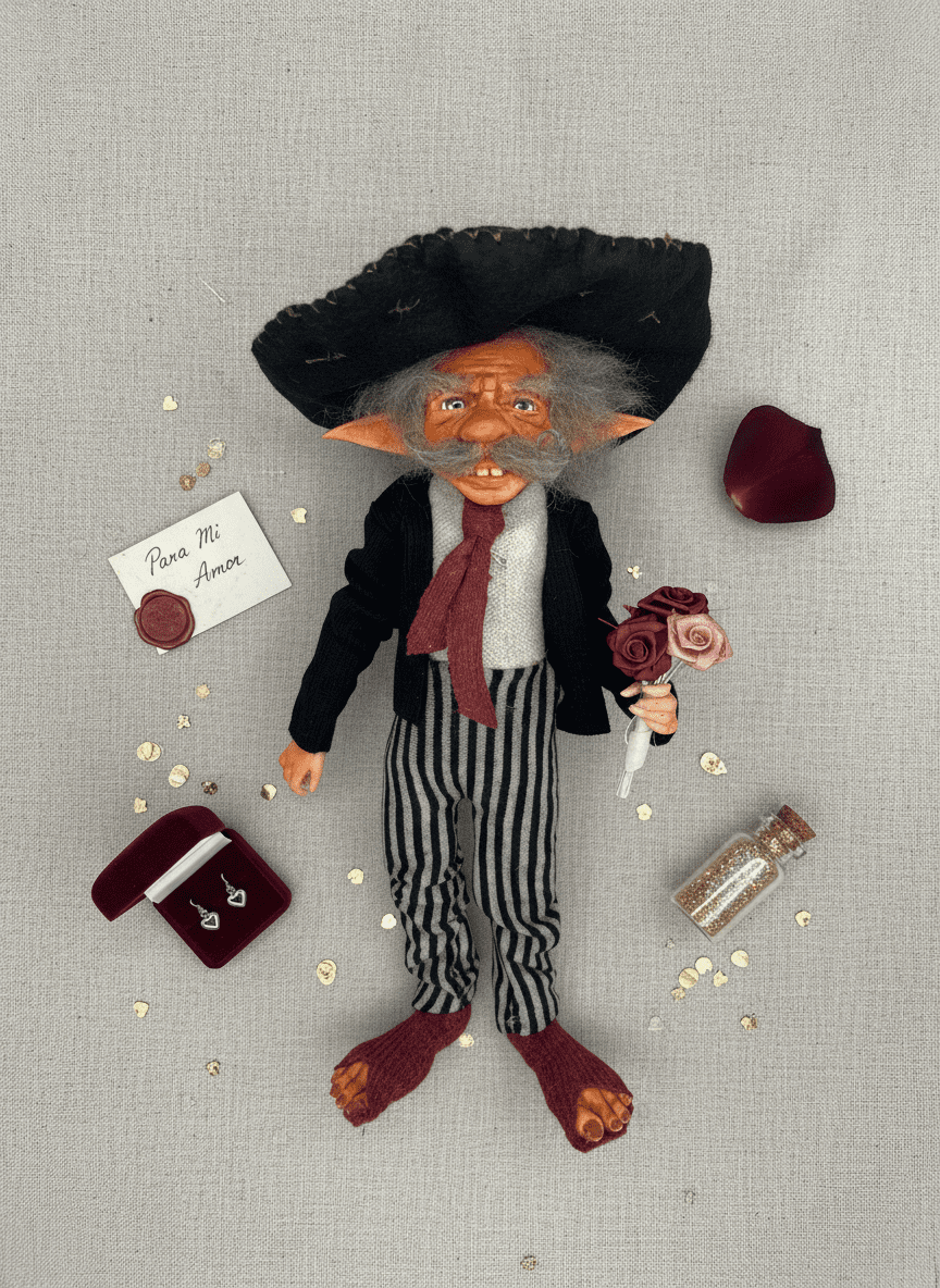 Miguel — handmade love and heart guardian art piece by Duendes del Uruguay, view 5
