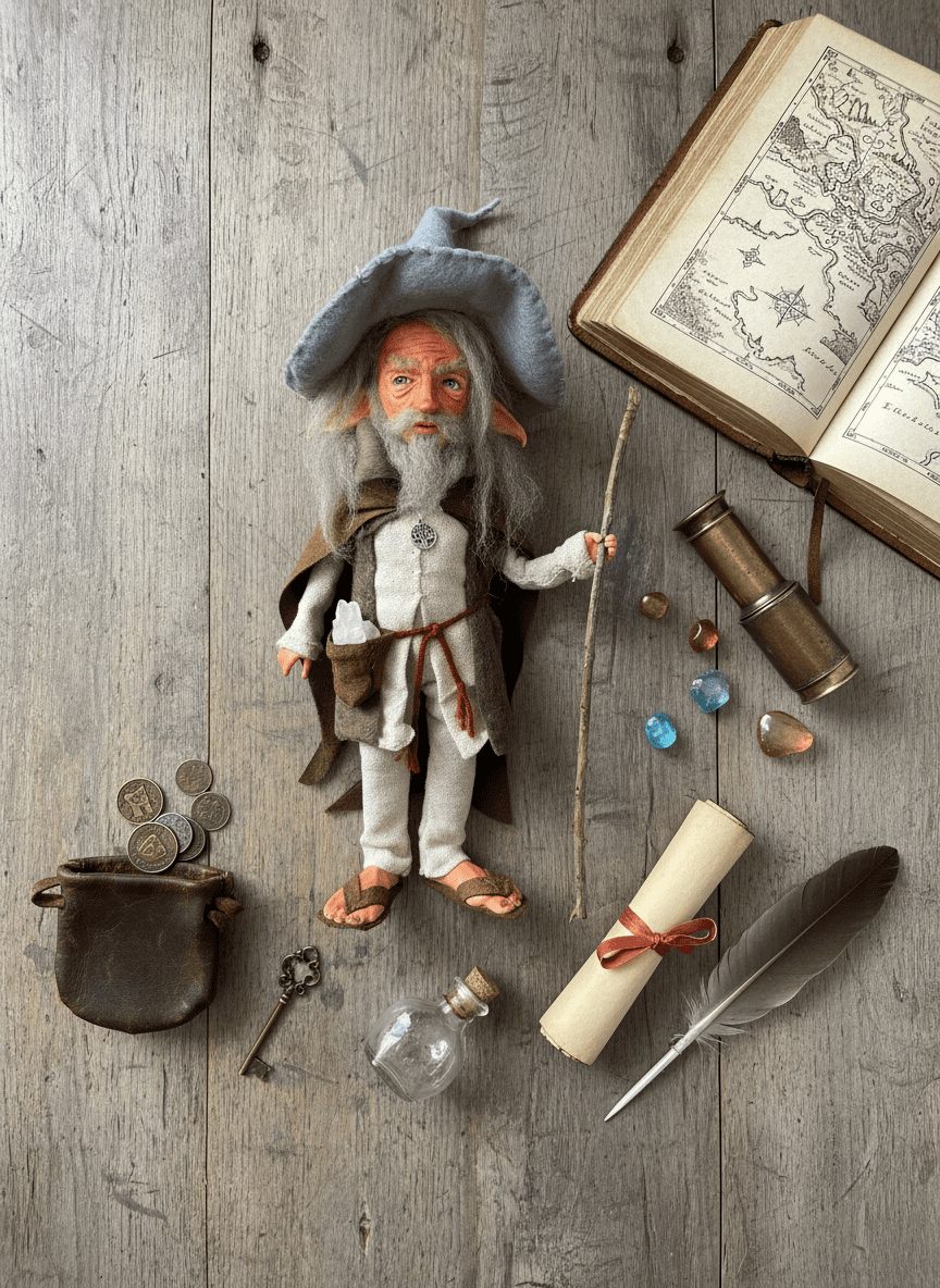 Greg — handmade wisdom guardian art piece by Duendes del Uruguay, view 5