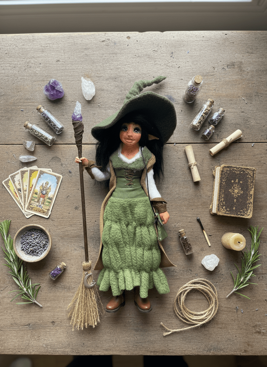 Ana — handmade health and healing guardian art piece by Duendes del Uruguay, view 3