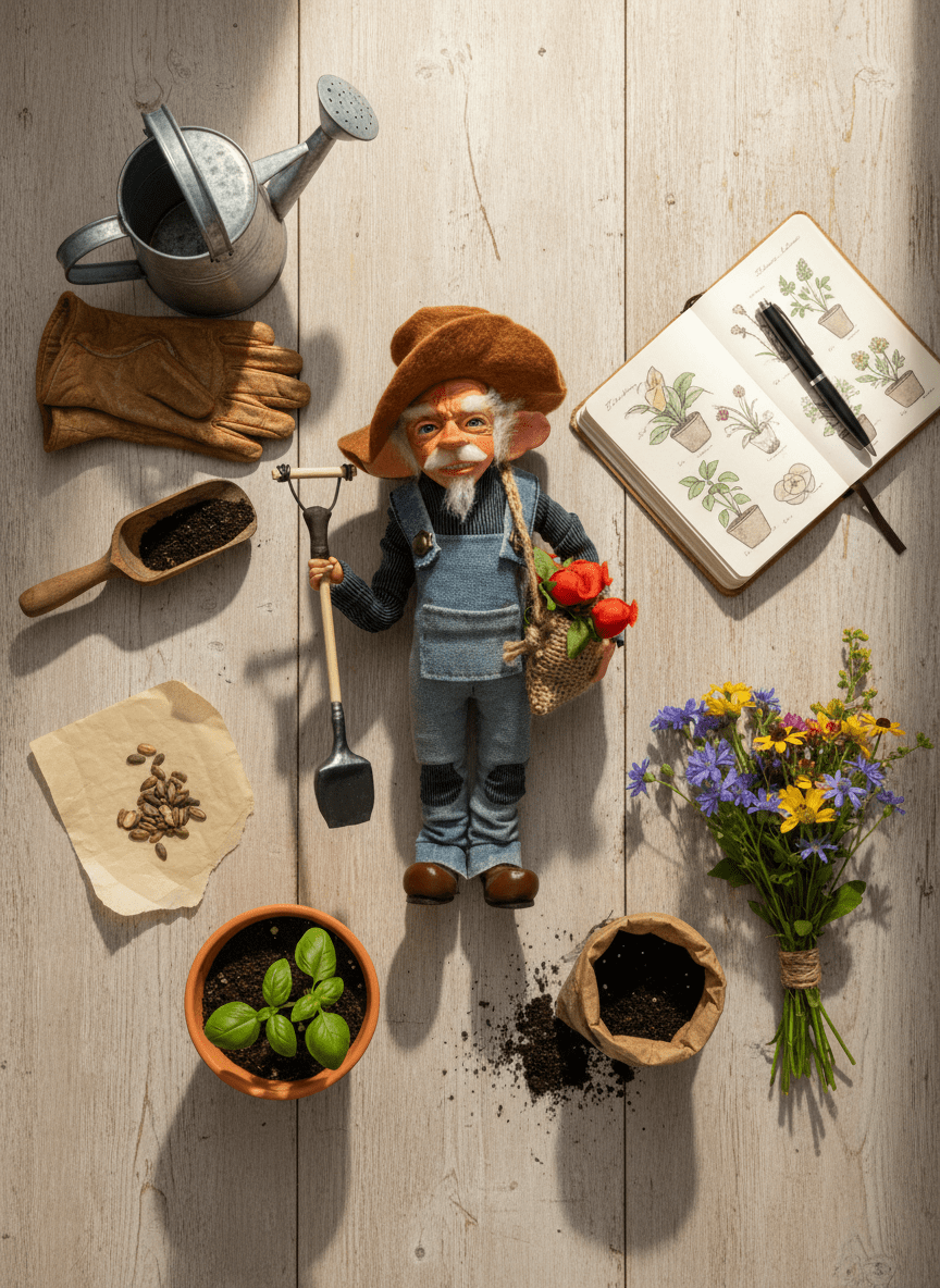 Sam — handmade new beginnings guardian art piece by Duendes del Uruguay, view 7