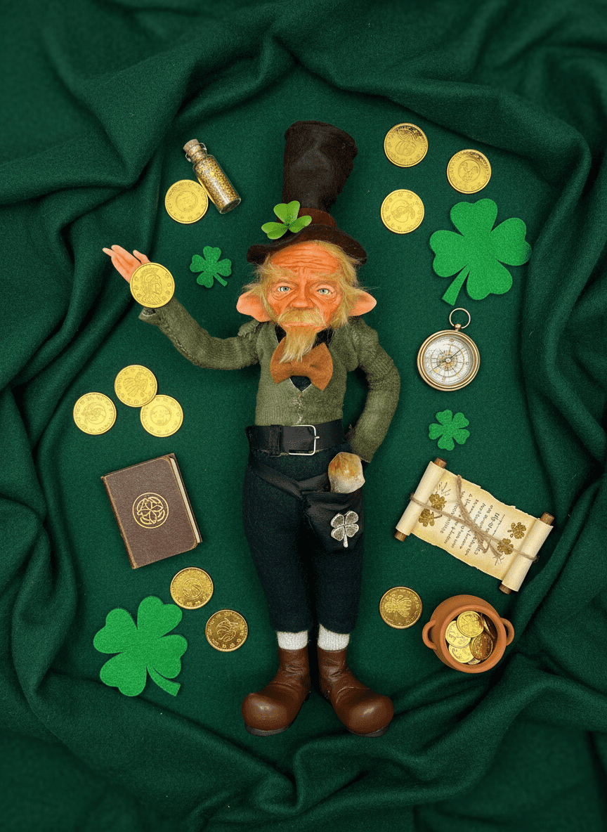 Cillian — pieza artística de un guardián de abundancia y dinero, hecha a mano por Duendes del Uruguay, vista 5.