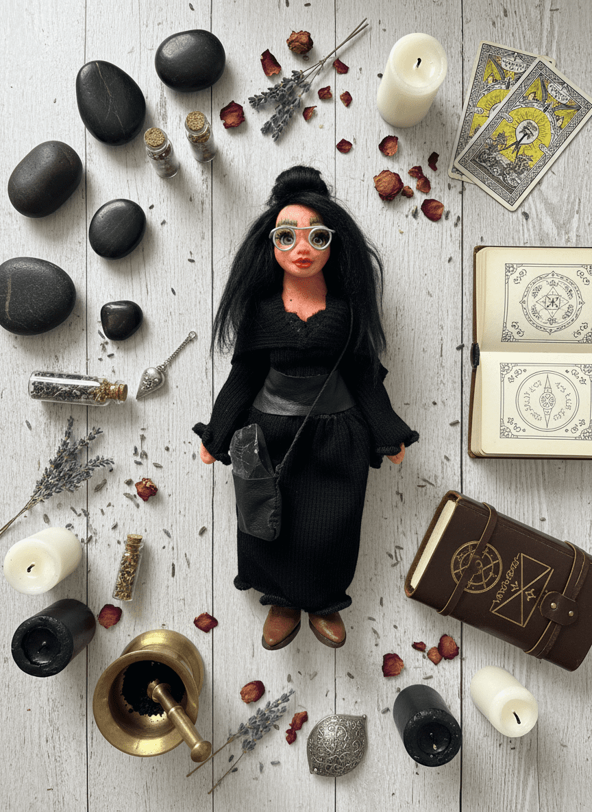 Rachel — handmade wisdom guardian art piece by Duendes del Uruguay, view 4