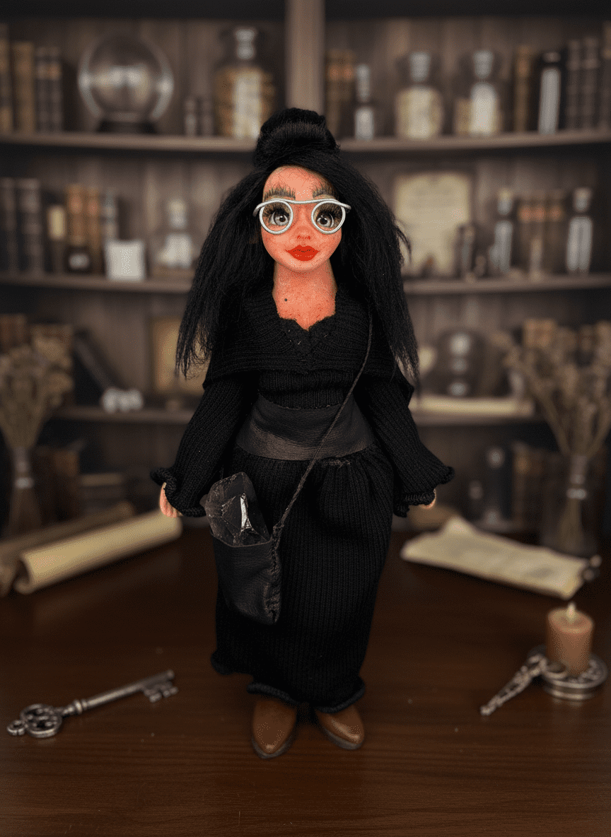 Rachel — handmade wisdom guardian art piece by Duendes del Uruguay, view 2