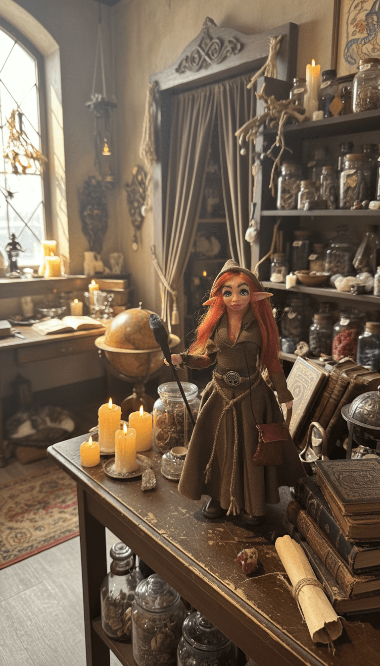 Hazel — pieza artística de un guardián del amor y el corazón, hecha a mano por Duendes del Uruguay, vista 3.