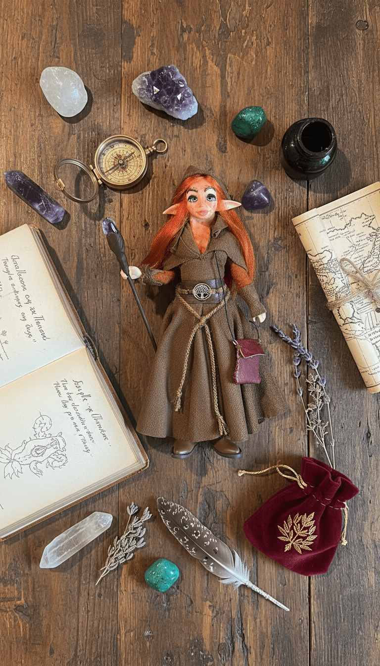 Hazel — pieza artística de un guardián del amor y el corazón, hecha a mano por Duendes del Uruguay, vista 2.