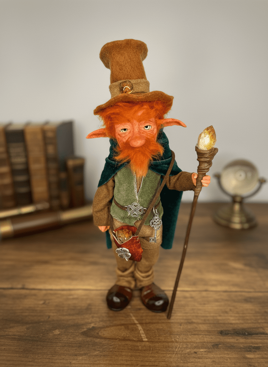 Thiago — handmade abundance and money guardian art piece by Duendes del Uruguay, view 3