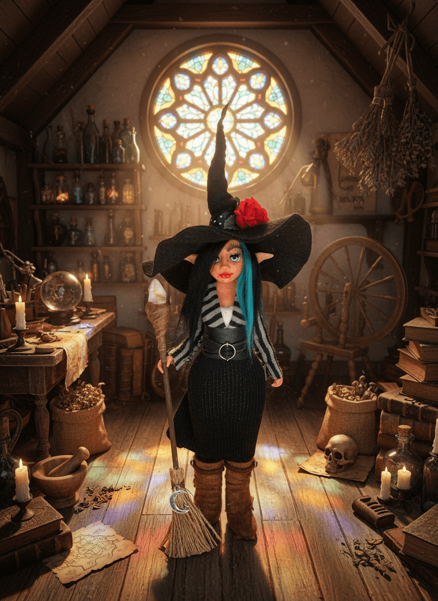Olivia — handmade path-opener guardian art piece by Duendes del Uruguay, view 2