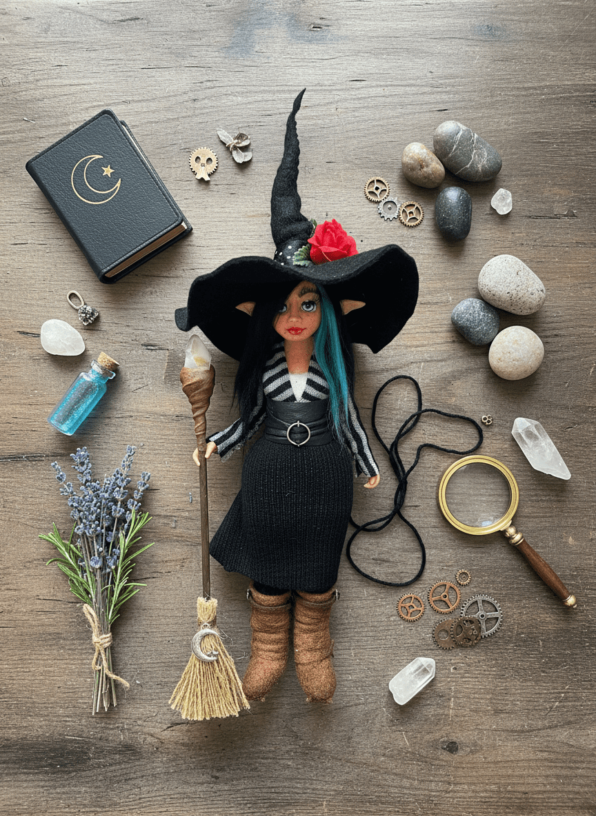 Olivia — handmade path-opener guardian art piece by Duendes del Uruguay, view 5