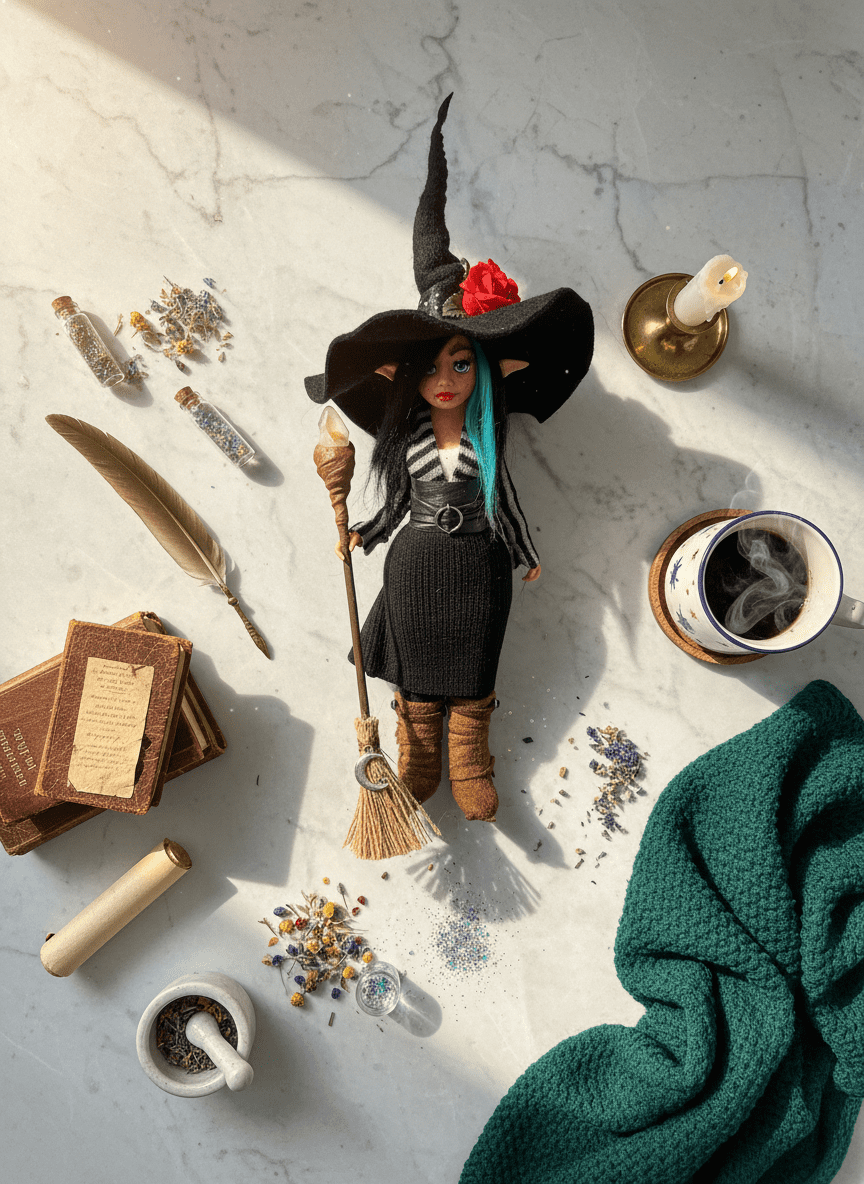 Olivia — handmade path-opener guardian art piece by Duendes del Uruguay, view 4