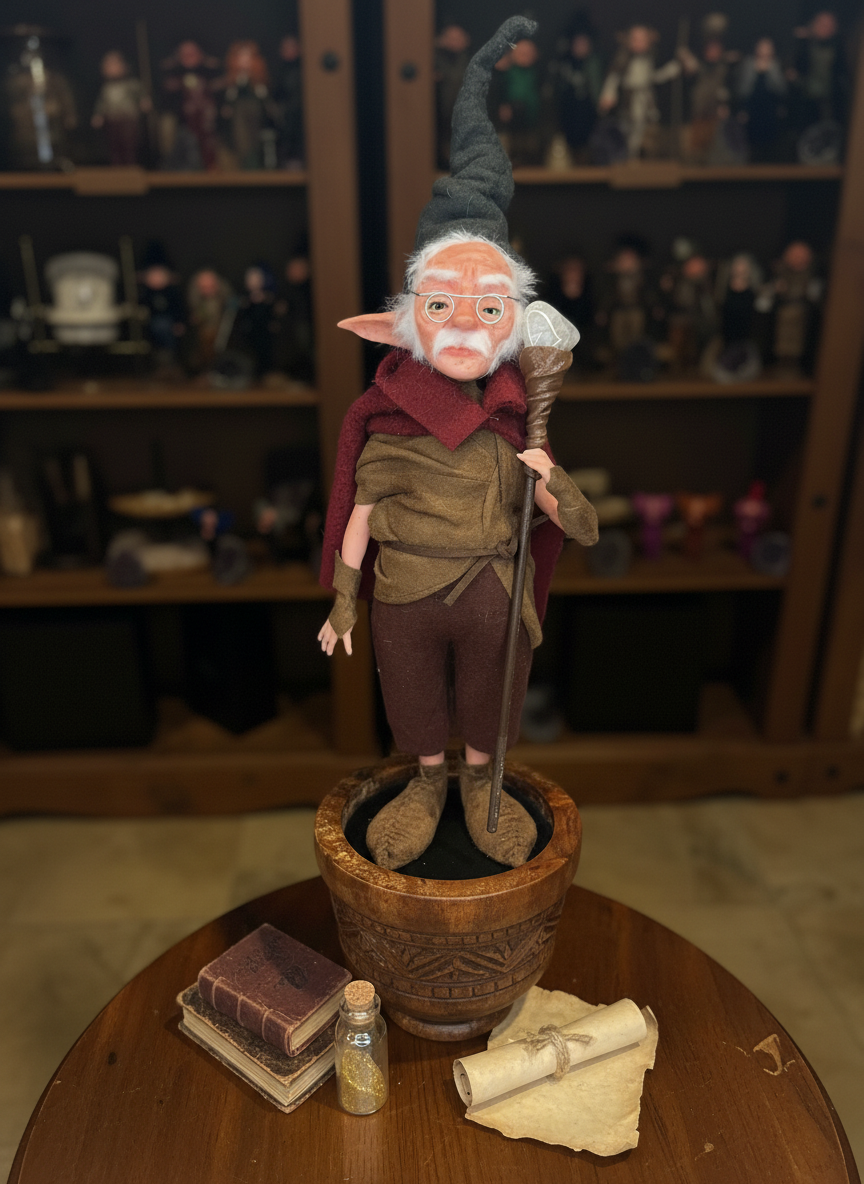 Bastian - Mid-Size — handmade wisdom guardian art piece by Duendes del Uruguay, view 7