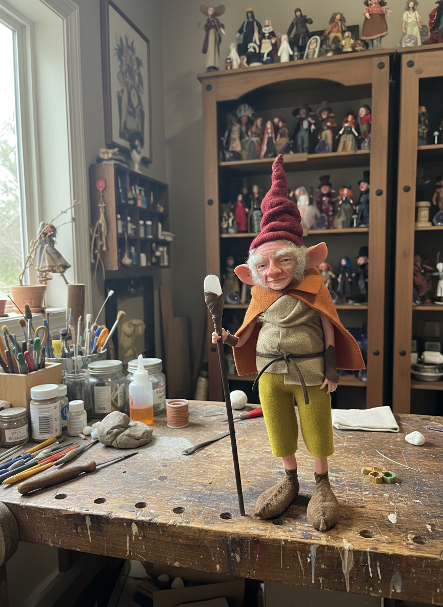 Lysander - Mid-Size — handmade love and heart guardian art piece by Duendes del Uruguay, view 5