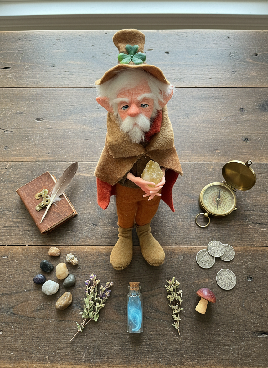 Emeric - Mid-Size — handmade luck guardian art piece by Duendes del Uruguay, view 6