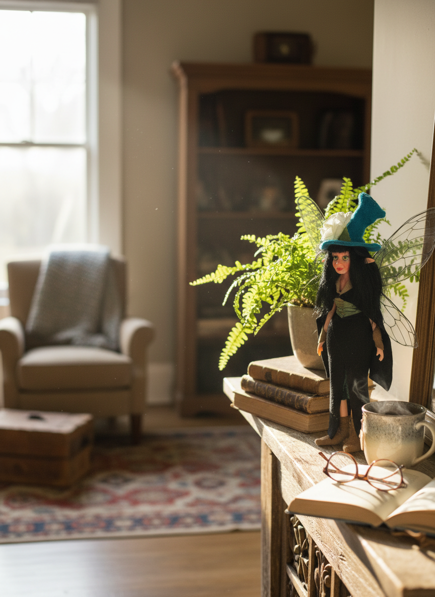 Selene el Hada — handmade wisdom guardian art piece by Duendes del Uruguay, view 4