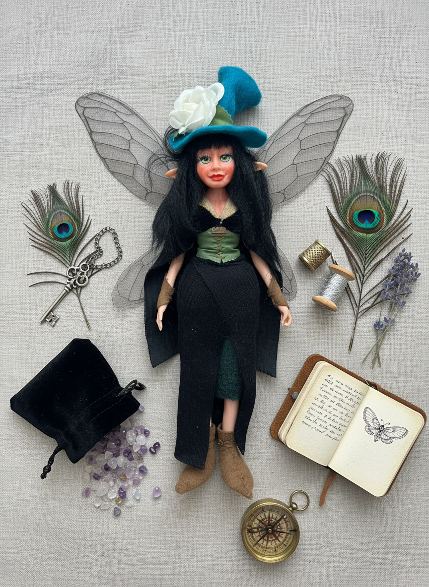 Selene el Hada — handmade wisdom guardian art piece by Duendes del Uruguay, view 8