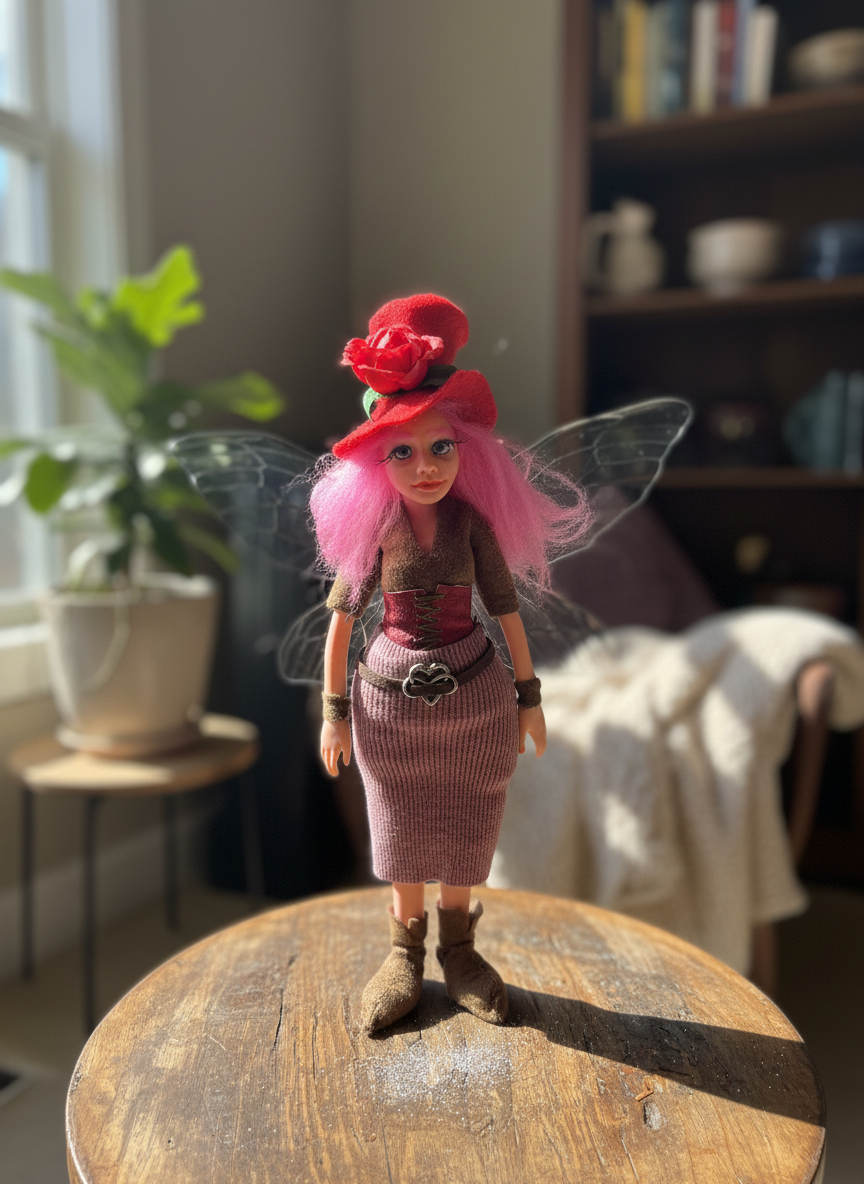 Valentina - Fairy — handmade love and heart guardian art piece by Duendes del Uruguay, view 2