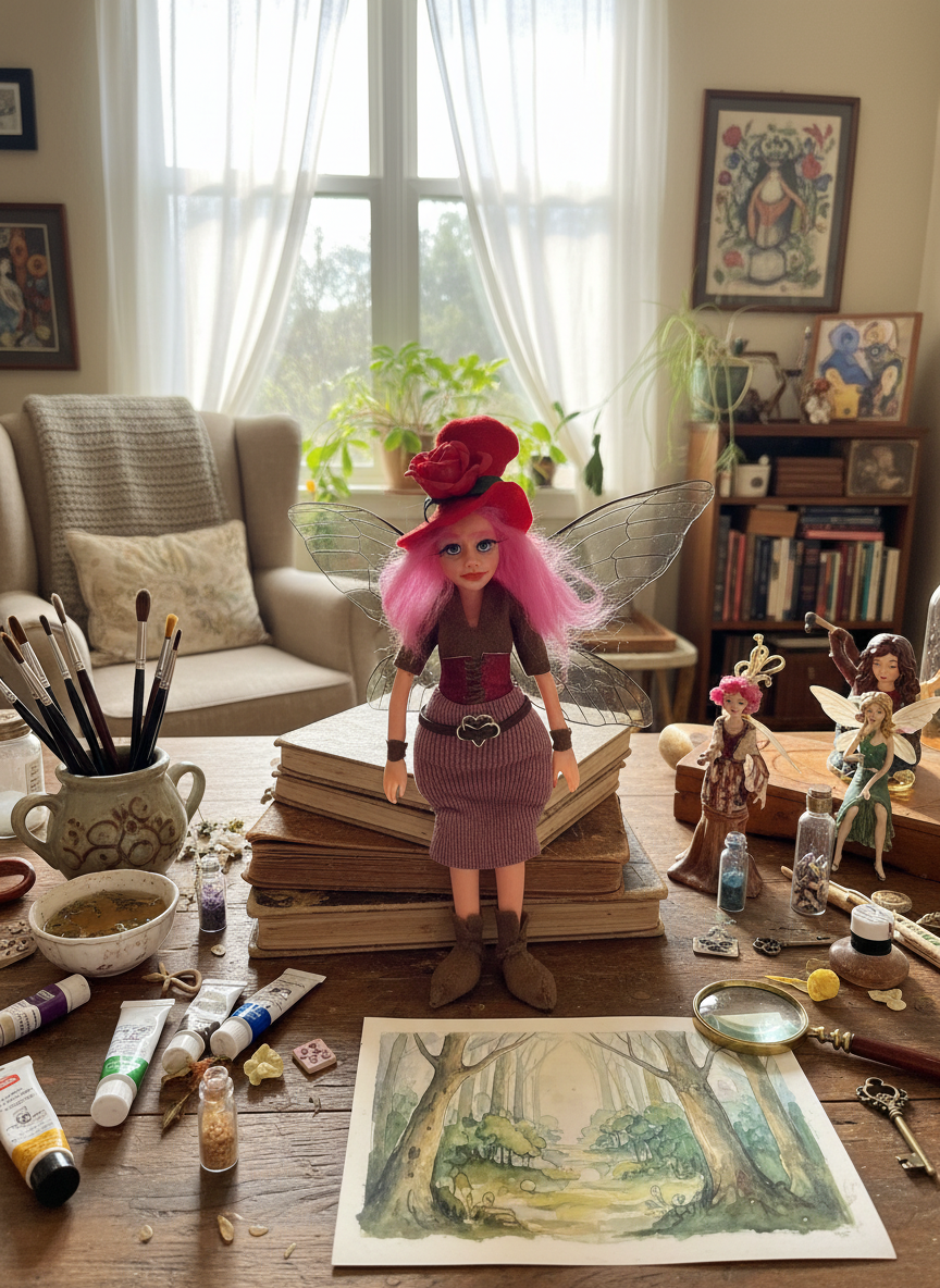 Valentina - Fairy — handmade love and heart guardian art piece by Duendes del Uruguay, view 7