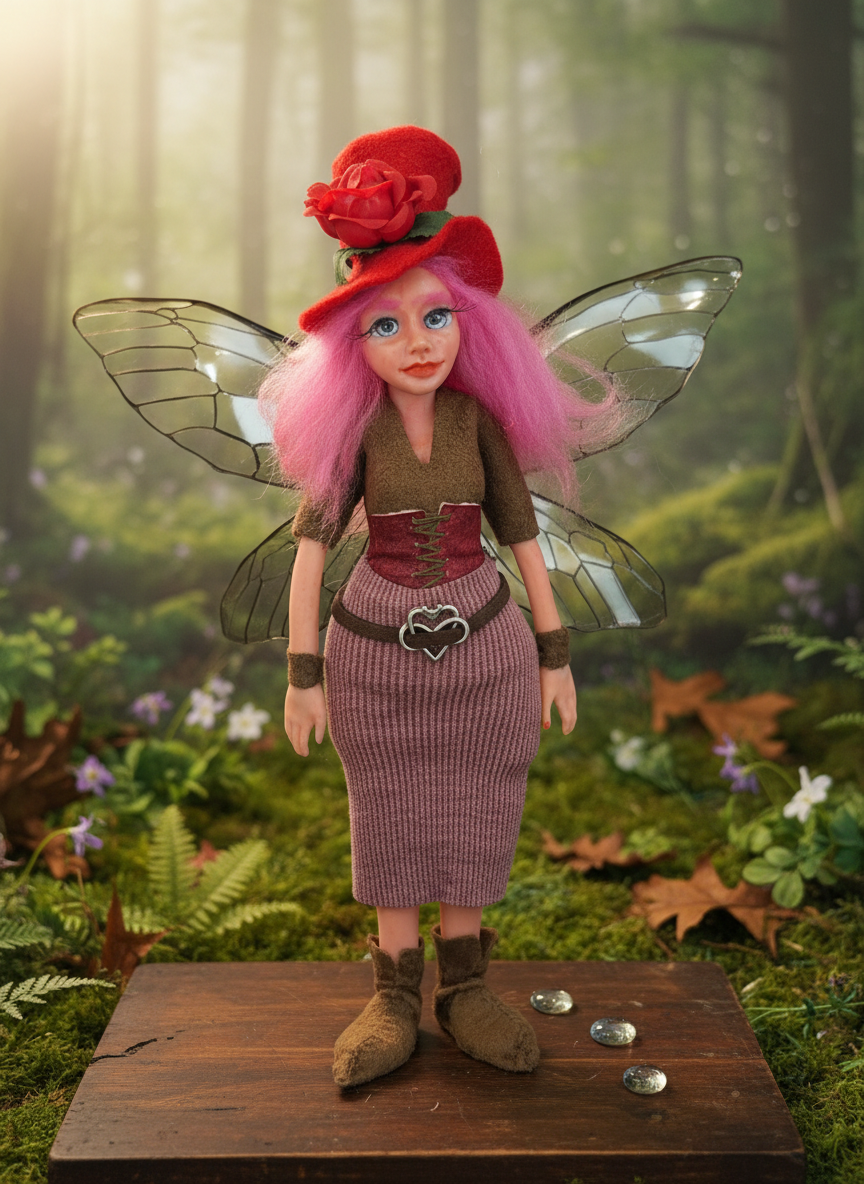 Valentina - Fairy — handmade love and heart guardian art piece by Duendes del Uruguay, view 8