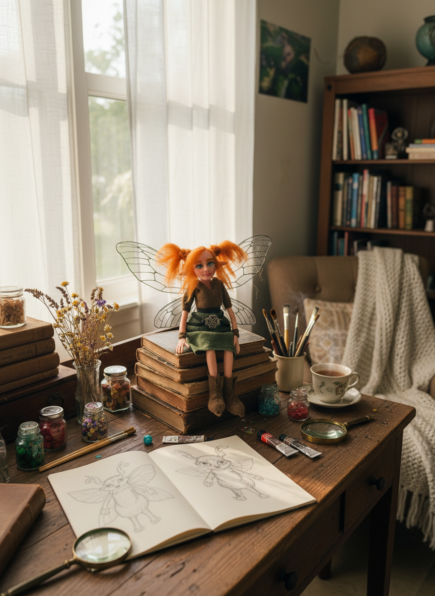 Fiora - Fairy — handmade love and heart guardian art piece by Duendes del Uruguay, view 7