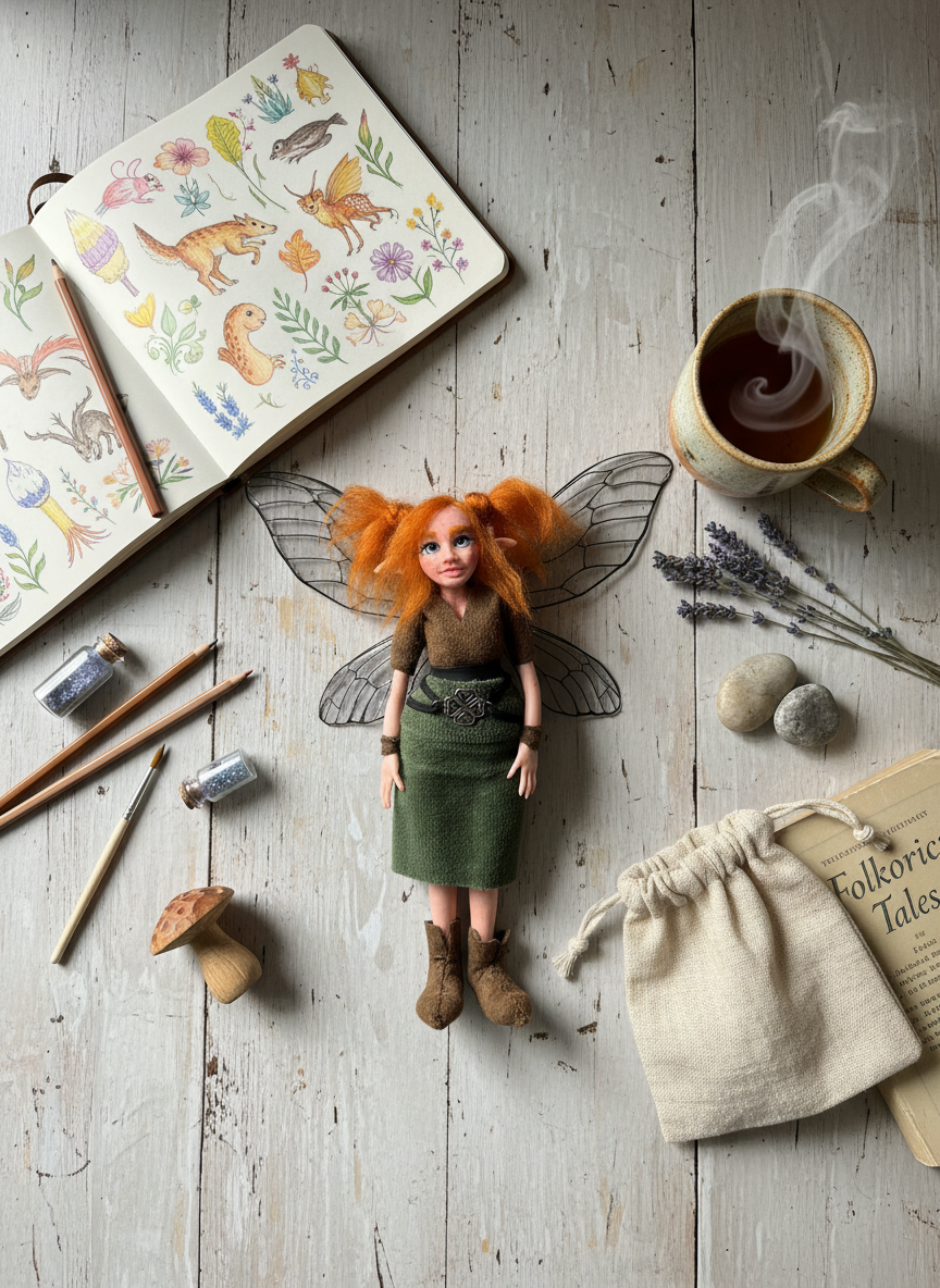 Fiora - Fairy — handmade love and heart guardian art piece by Duendes del Uruguay, view 6