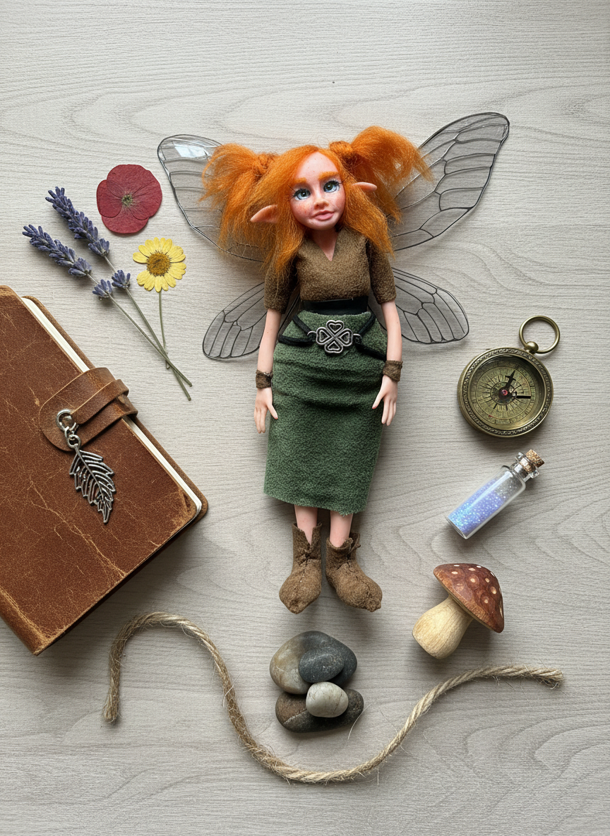 Fiora - Fairy — handmade love and heart guardian art piece by Duendes del Uruguay, view 8