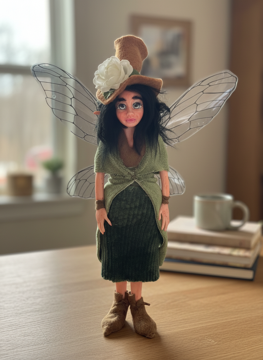 Elara - Fairy — handmade anxiety and mental health guardian art piece by Duendes del Uruguay, view 6