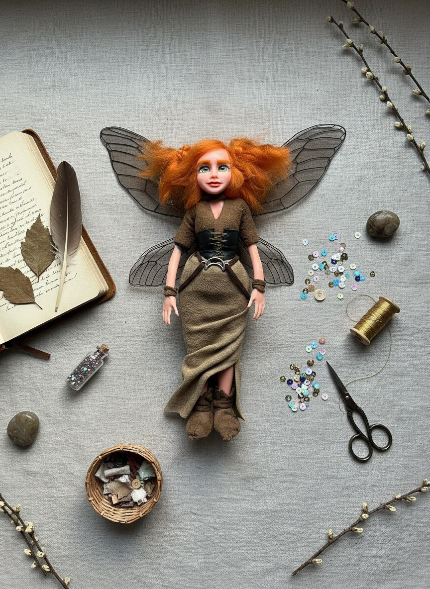 Lunara - Fairy — handmade spirituality guardian art piece by Duendes del Uruguay, view 3