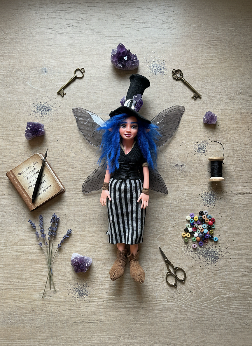 Morgwen - Fairy — handmade wisdom guardian art piece by Duendes del Uruguay, view 7