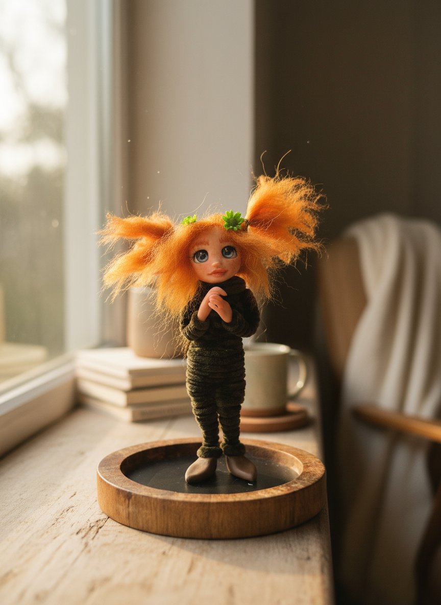 Zoé - Pixie — handmade luck guardian art piece by Duendes del Uruguay, view 5
