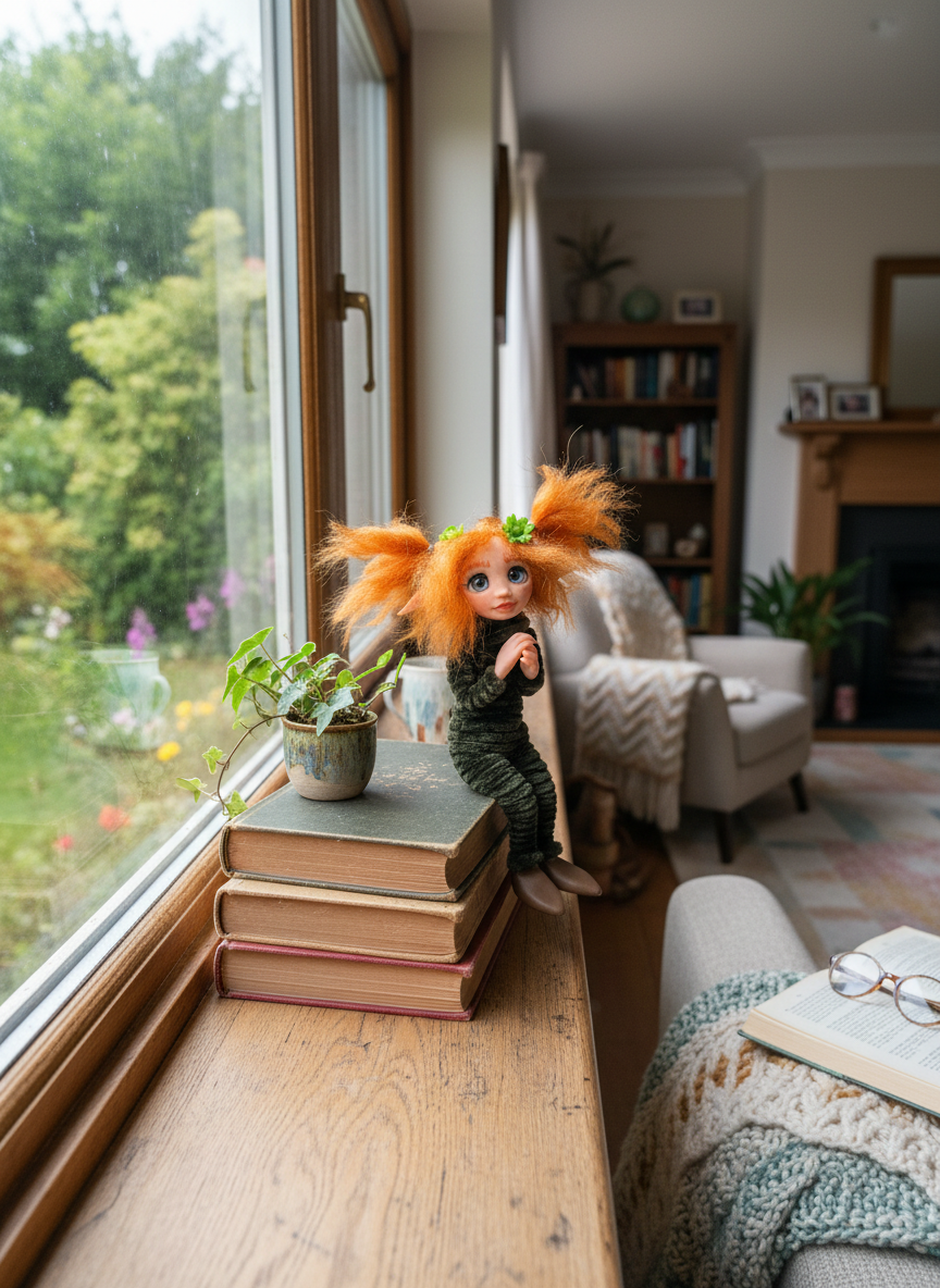 Zoé - Pixie — handmade luck guardian art piece by Duendes del Uruguay, view 6