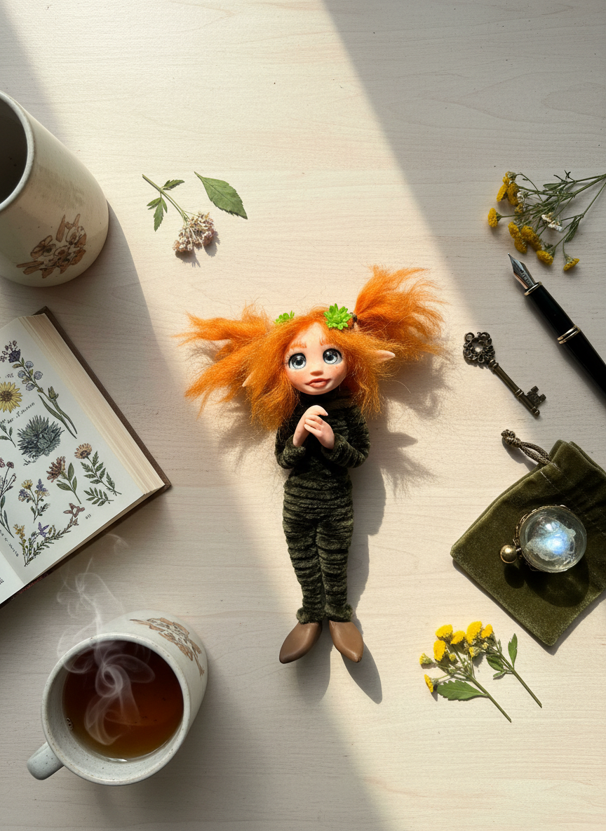 Zoé - Pixie — handmade luck guardian art piece by Duendes del Uruguay, view 9