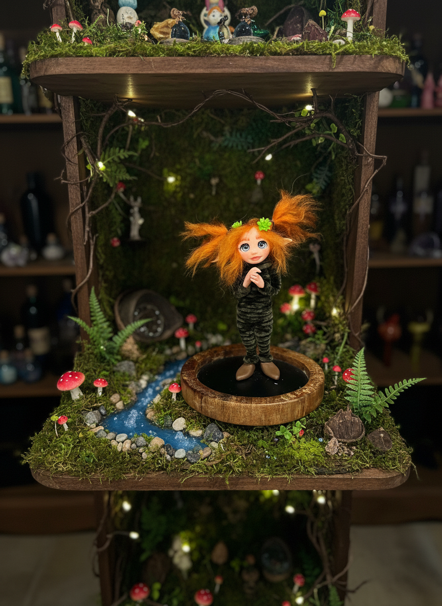 Zoé - Pixie — handmade luck guardian art piece by Duendes del Uruguay, view 4