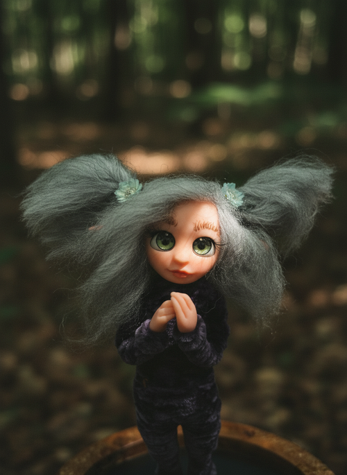 Brisa - Pixie, a handmade wisdom guardian art piece by Duendes del Uruguay