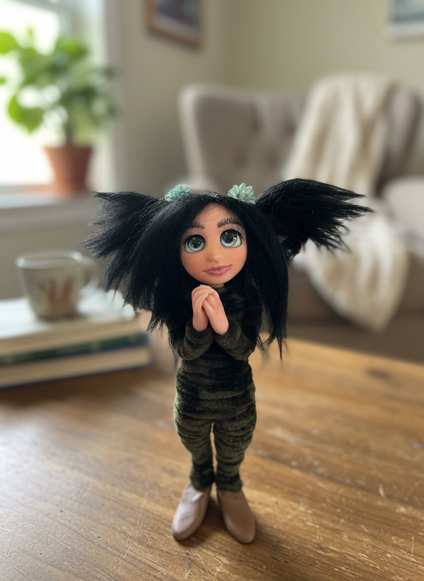 Abril - Pixie — handmade spirituality guardian art piece by Duendes del Uruguay, view 6