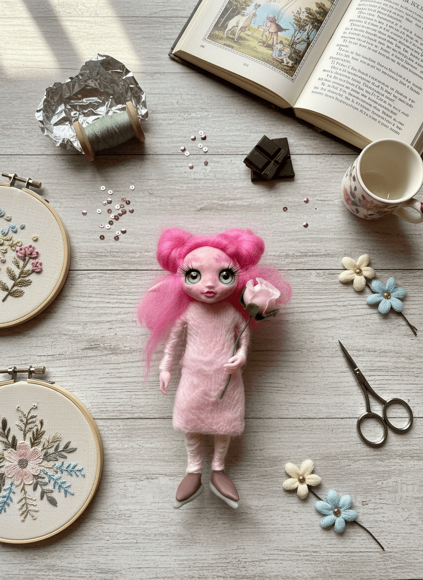 Melisa - Pixie — handmade new beginnings guardian art piece by Duendes del Uruguay, view 8